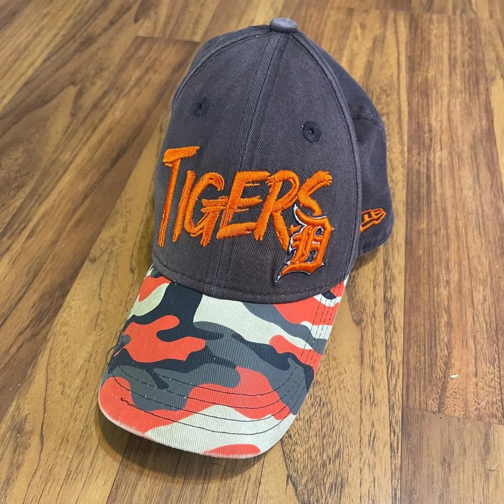 New Era Detroit Tigers Youth Hat Navy Blue Orange Camo MLB 9FORTY Snapback Cap